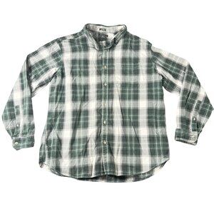 Eddie Bauer Mens L Green Plaid Long Sleeve 100% Cotton Relaxed Fit Button-Down S